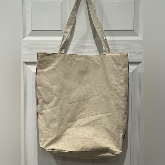 Bulldog American Flag Lined Zippered Canvas Tote - Picture 3 of 4